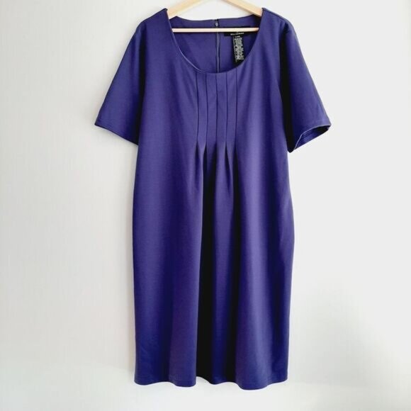 LENNIE Scoop Neck Midi Length Dress Soft Fabric Blue / Purple Sz XL Flawed - Picture 2 of 12